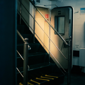 stairs leading to crew area